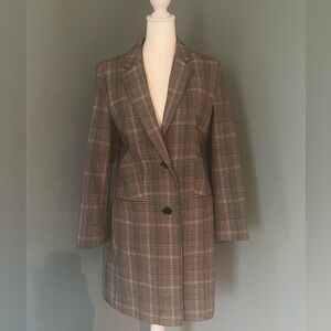 Pure Collection Black, Cream and Deep Red Plaid Tailored Coat